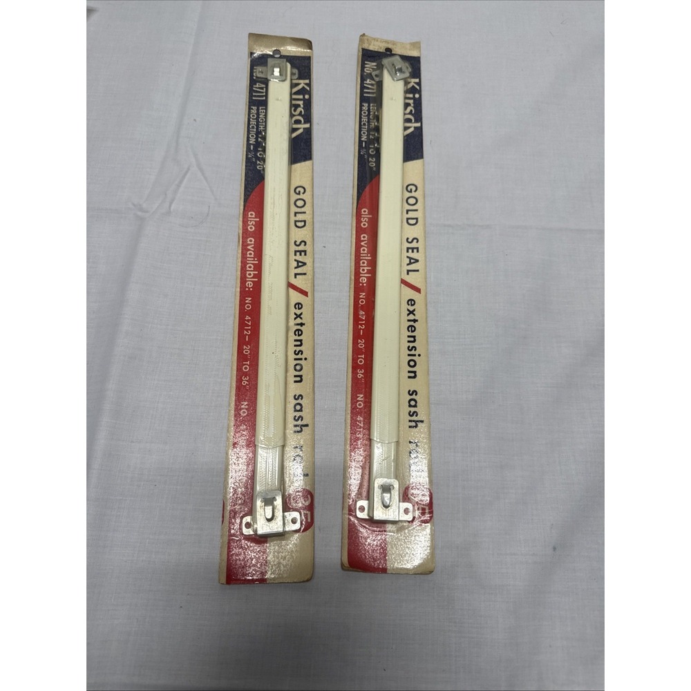 Kirsch Flat Extension Sash Rods  12" to 20"  Set of 2 White No 4711 New Vtg